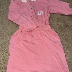 Pink vintage USA bridge Dress with Lace Collar